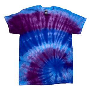 Tie Dyed Dark Blue, Light Blue and Purple T Shirt